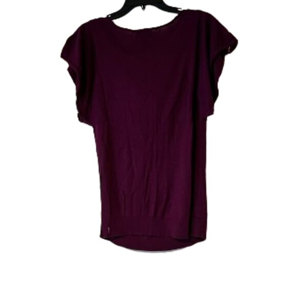 Loft Dark Purple/Raspberry Drape Neck Dolman Short Sleeve Sweater - MP - Picture 2 of 6